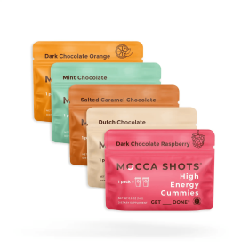 Sugar Free Mocca Shots Energy Gummies with Caffeine | 12-Pack - Dark Chocolate Strawberry